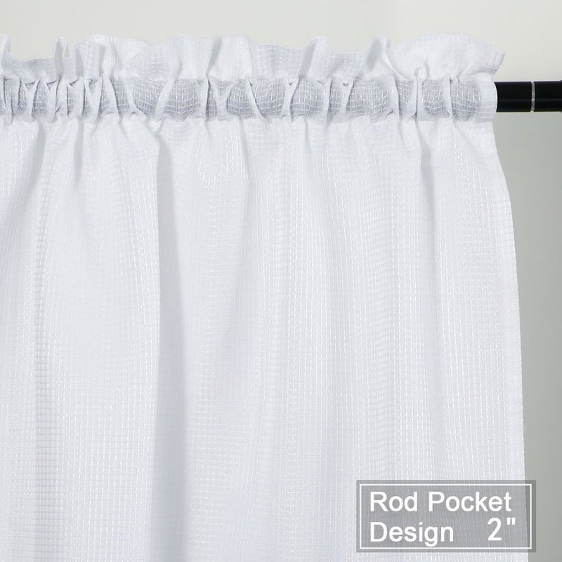 NANAN Curtain Valance,Waffle Weave Waterproof Window Valance for Bathroom,Rod Pocket Tailored Kitchen Valance Curtain Cafe Curtains - 60" x 15", White, One Panel - Image 4